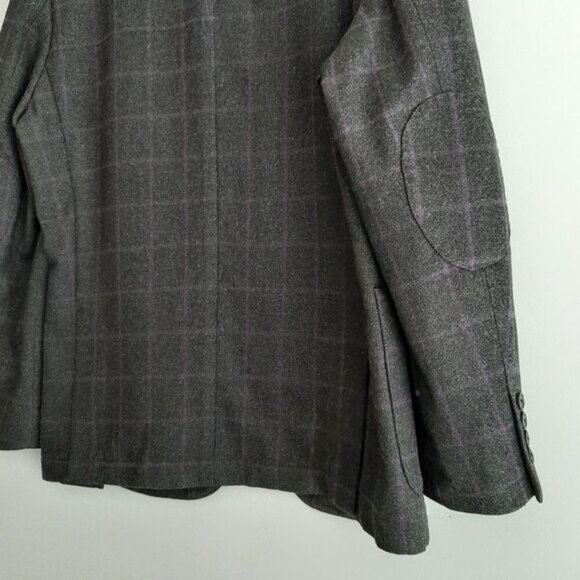 MANUEL RITZ Unlined Elbow Patch Blazer Jacket Grid Check Gray Men's Sz 40 R - Picture 12 of 15